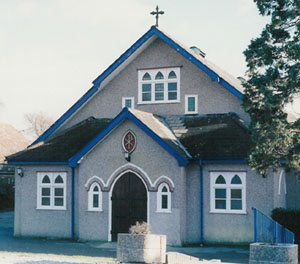 A picture of the front of the church